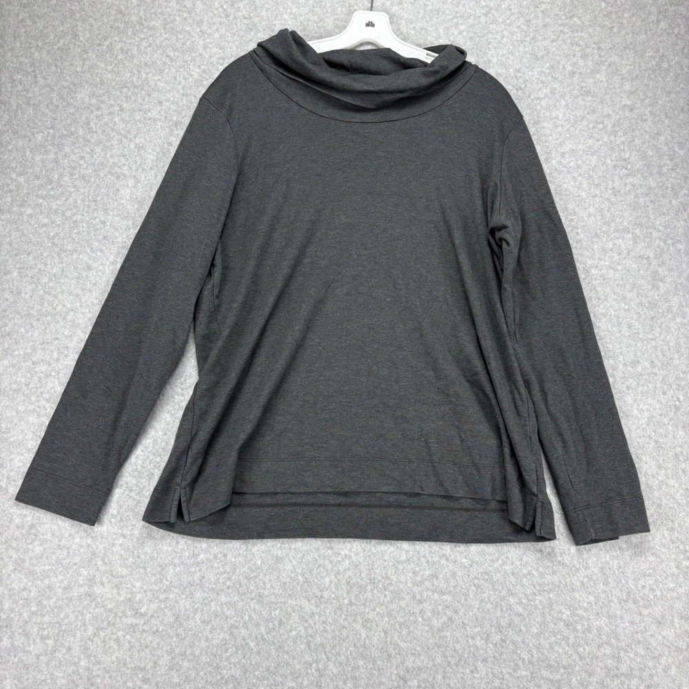 LL Bean Cowl Neck Top Womens XL Dark Gray Supima Cotton Long Sleeve Casual Comfy